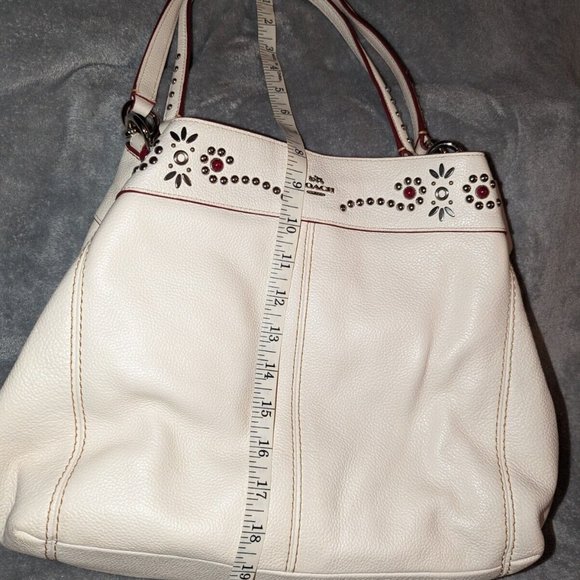 Coach Handbags - COACH STUDDED LEXI PEBBLE LEATHER SHOULDER BAG WHITE MULTI COLOR STUDS RARE EUC